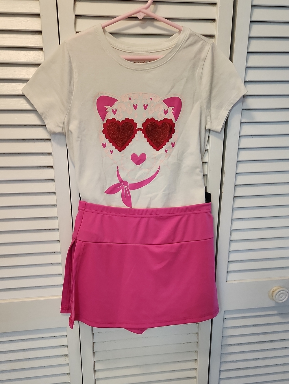 Cat & Jack White Top with Pink Skirted Set